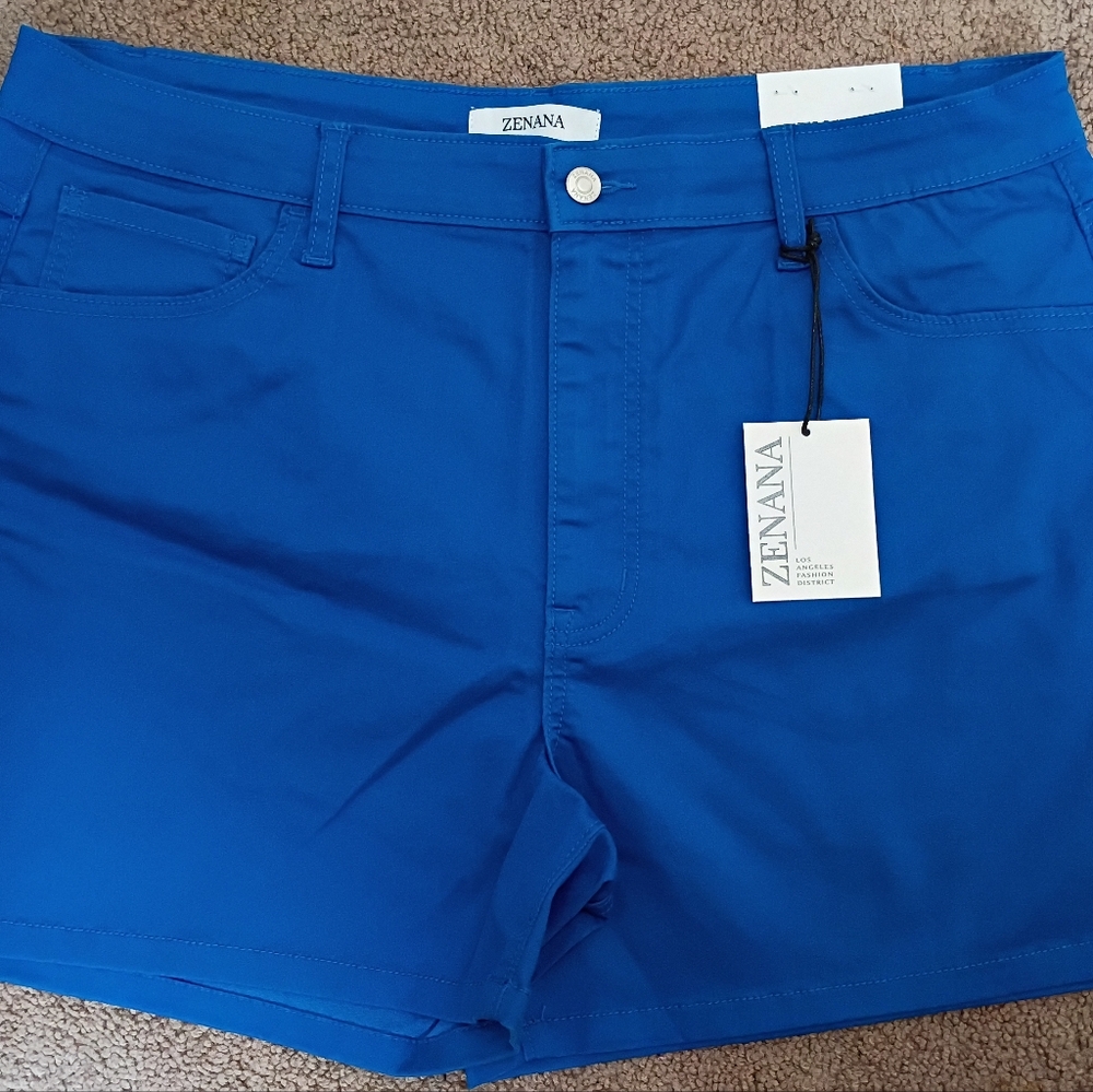 Zenana Outfitters Women's Bright Blue High Waist Shorts